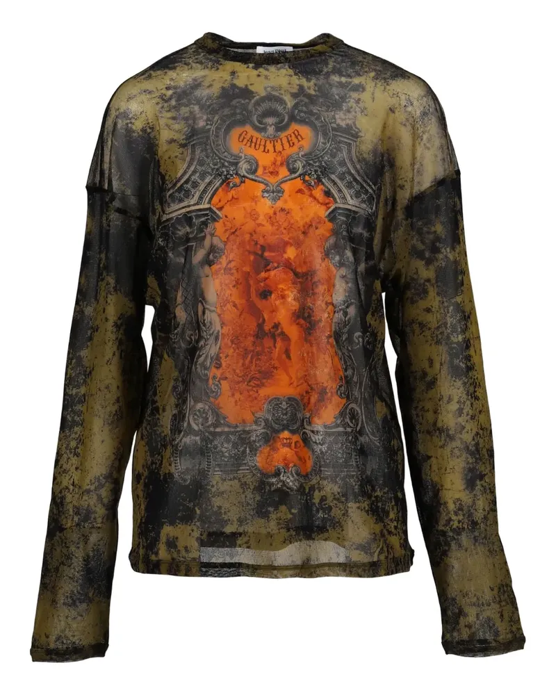 Jean Paul Gaultier Transparentes T-Shirt mit Print - Schwarz Schwarz