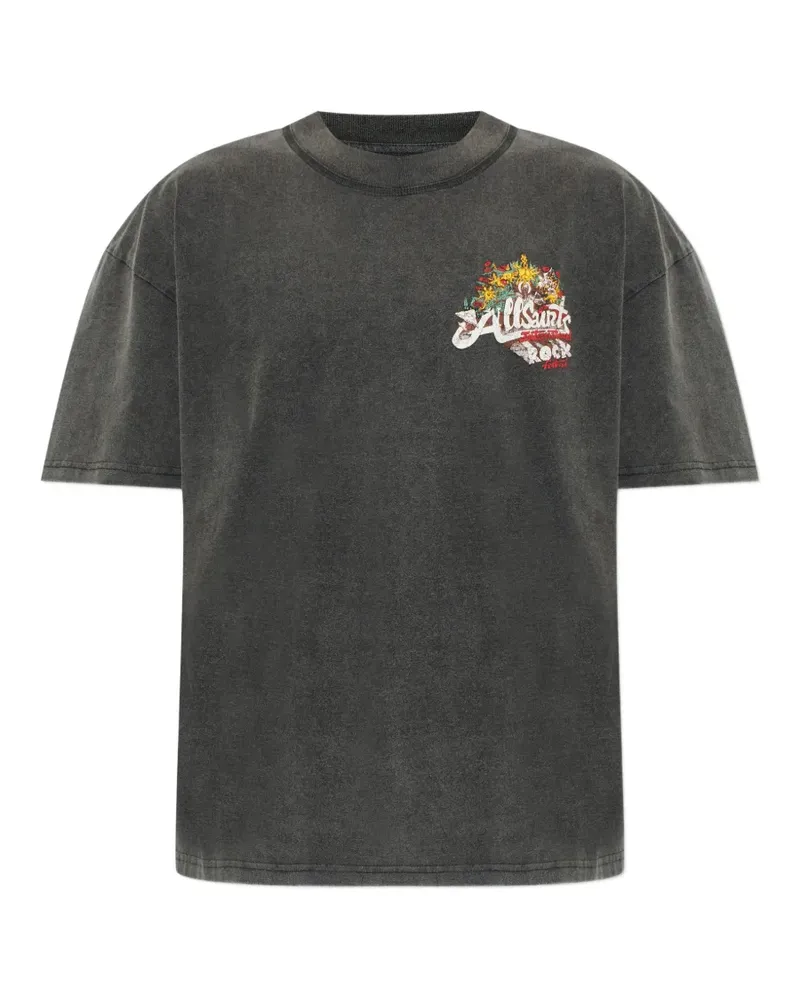 AllSaints Roque T-Shirt mit grafischem Print - Grau Grau