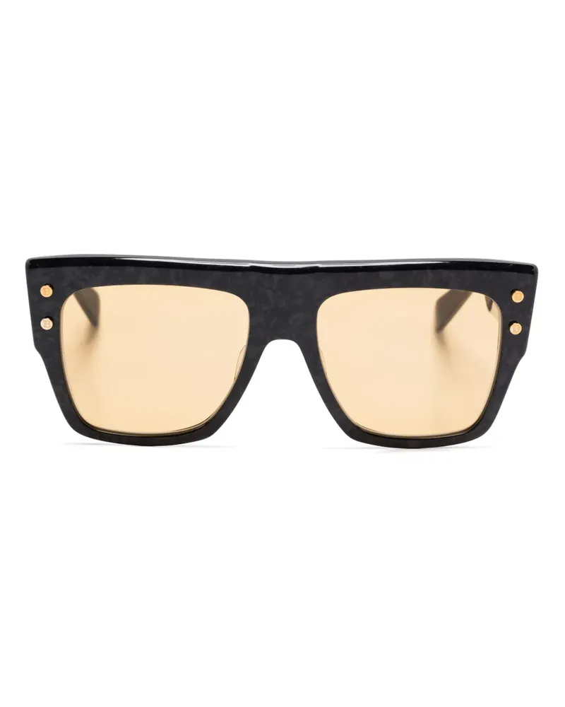 Balmain Sonnenbrille mit eckigem Gestell - Schwarz Schwarz