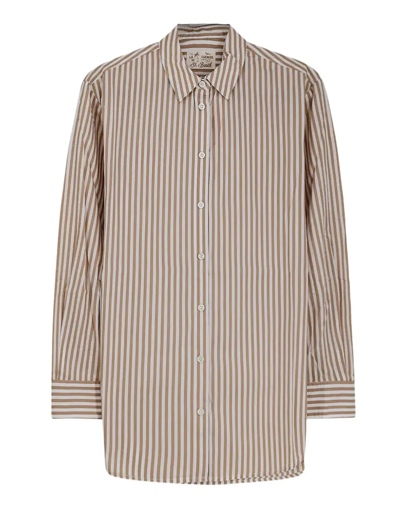 MC2 Saint Barth striped logo embroid shirt - Nude Nude