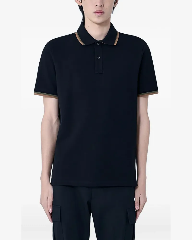 Moncler Poloshirt mit Logo-Patch - Schwarz Schwarz