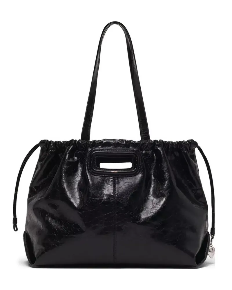 Maje M Tote cracked-leather tote bag - Schwarz Schwarz