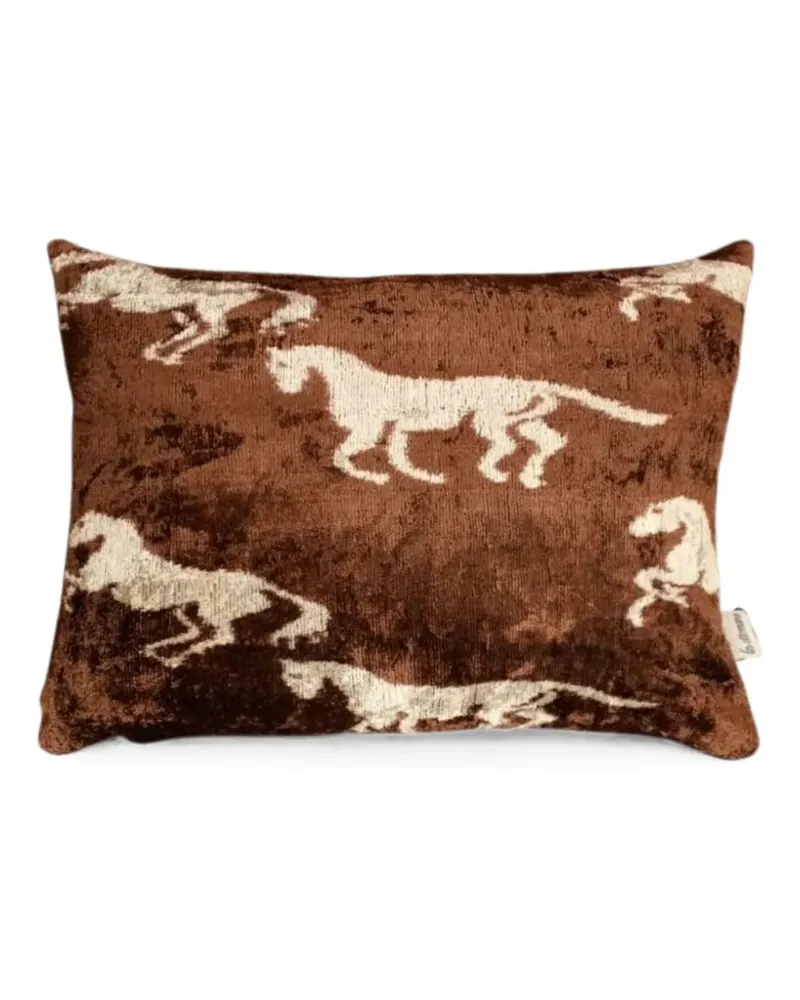 Les-Ottomans horse-print velvet cushion - Braun Braun