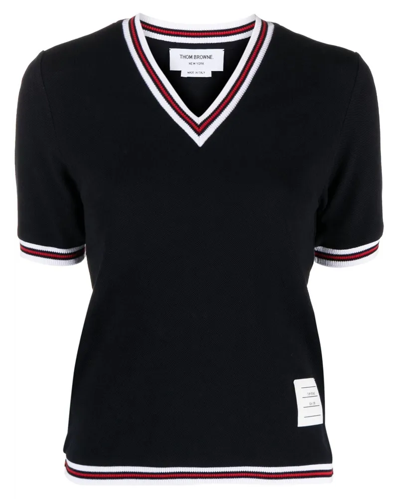 Thom Browne T-Shirt mit V-Ausschnitt Blau