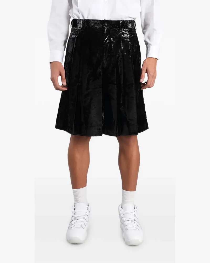 Comme des Garçons Shorts mit Falten und beschichtetem Finish - Schwarz Schwarz