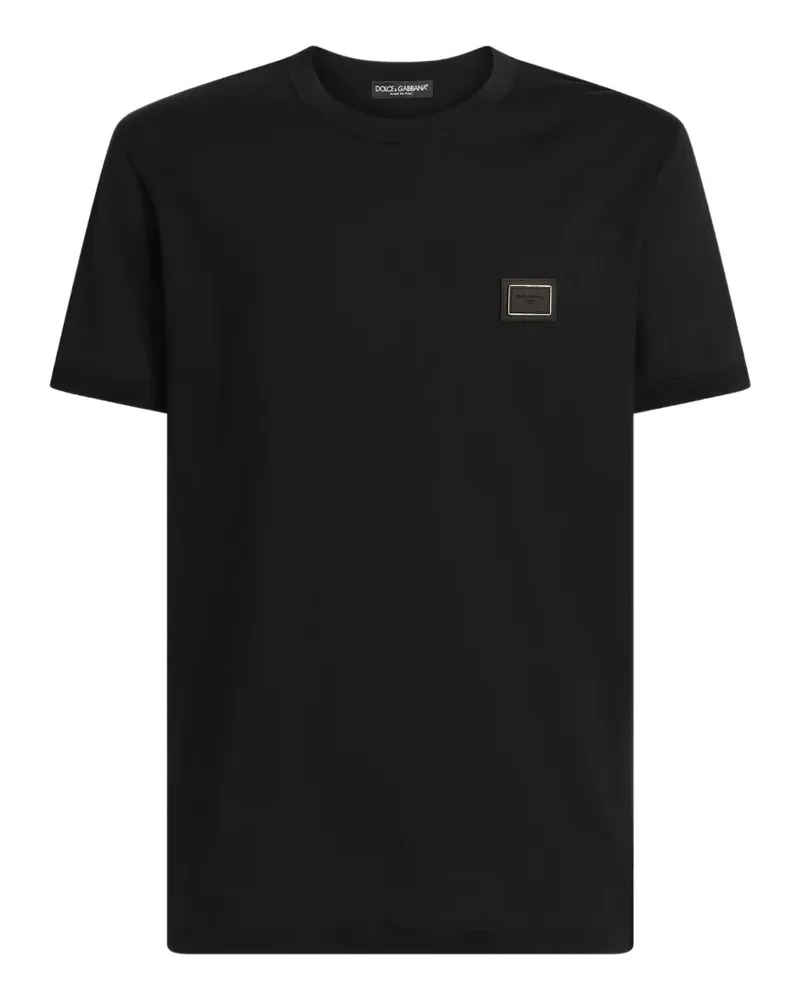 Dolce & Gabbana T-Shirt mit Logo-Plakette - Schwarz Schwarz