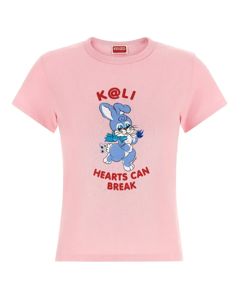 Kenzo cartoon-print ribbed T-shirt - Rosa Rosa