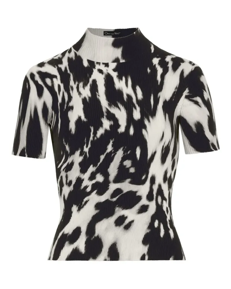 Oscar de la Renta Geripptes T-Shirt mit Print - Schwarz Schwarz