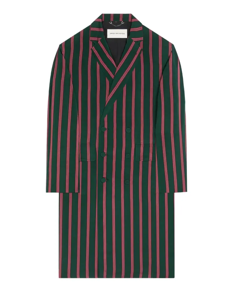 Dries van Noten Gestreifter Mantel - Grün Grün