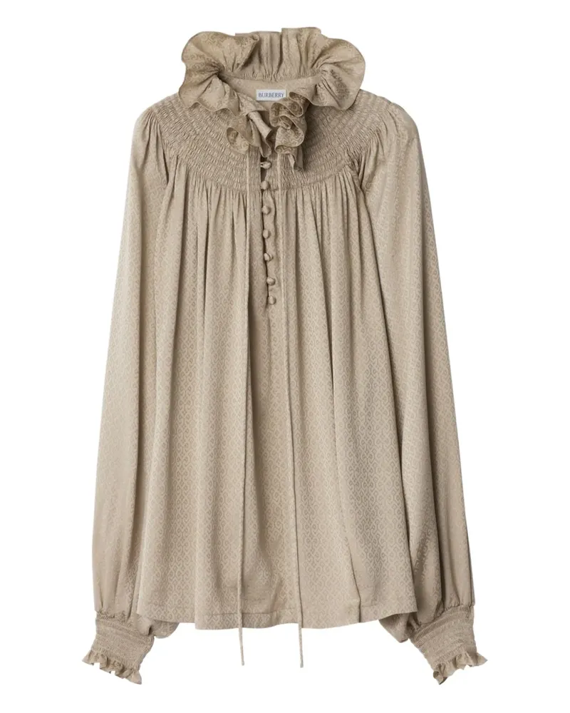 Burberry Geometrisch gemusterte Bluse mit Rüschenkragen - Nude Nude