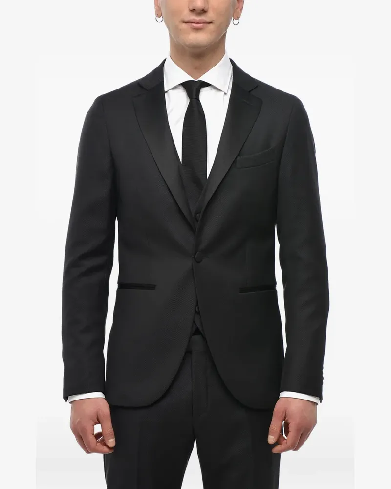 Corneliani three-piece jacquard suit - Schwarz Schwarz