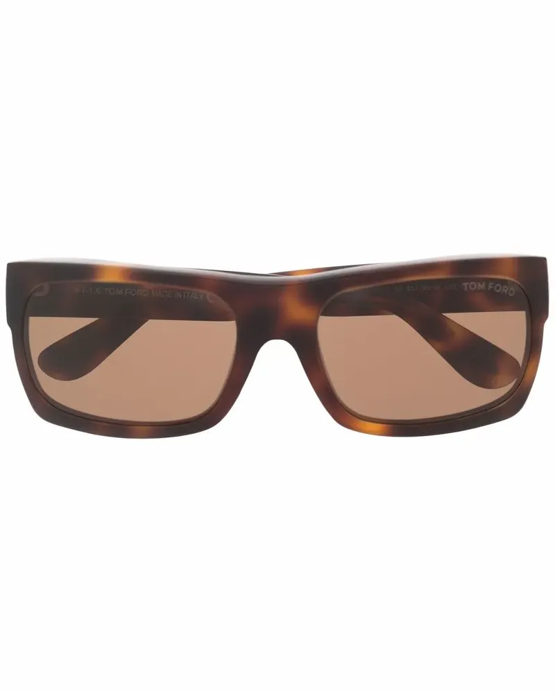 Tom Ford Eckige Sonnenbrille in Schildpattoptik - Braun Braun