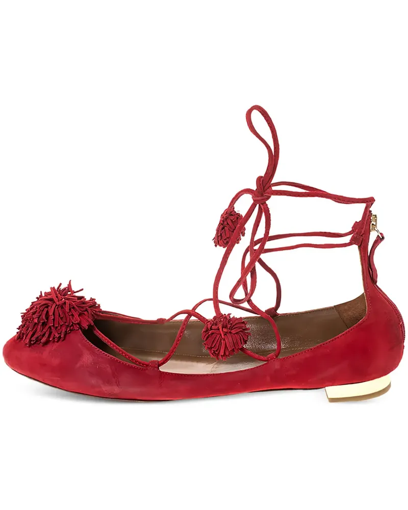 Aquazzura Pre-owned Sunshine Ballerinas mit Bommel - Rot Rot