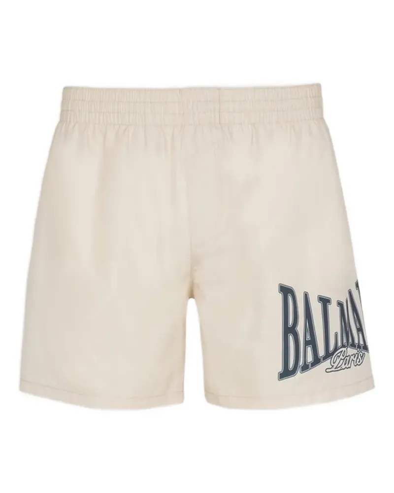 Balmain Badeshorts mit Logo-Print - Nude Nude