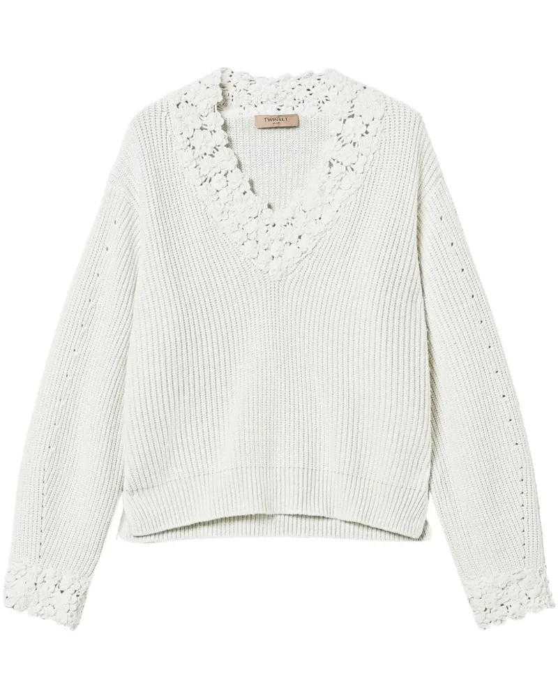 Twin-Set Bestickter Pullover - Weiß Weiß