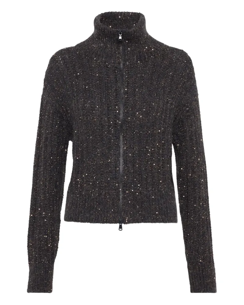 Brunello Cucinelli Gerippter Dazzling Cardigan - Grau Grau