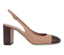 Slingback-Pumps mit Strass - Nude