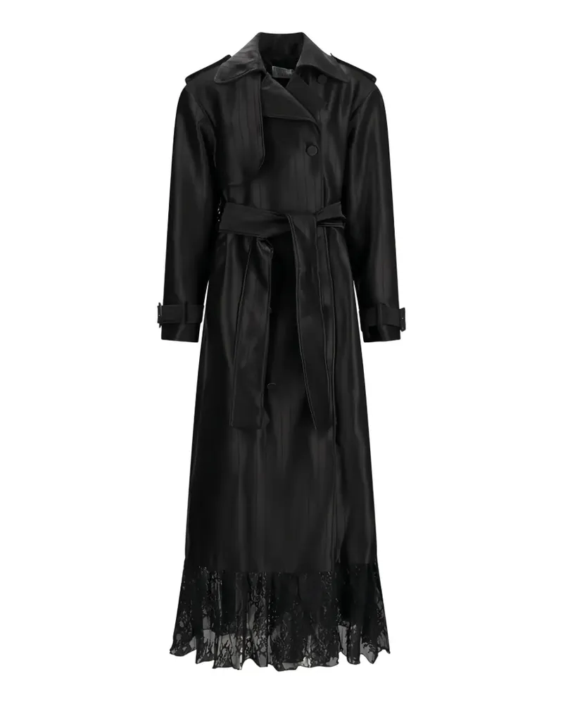 Giuseppe di Morabito lace-trim pinstripe trench coat - Schwarz Schwarz