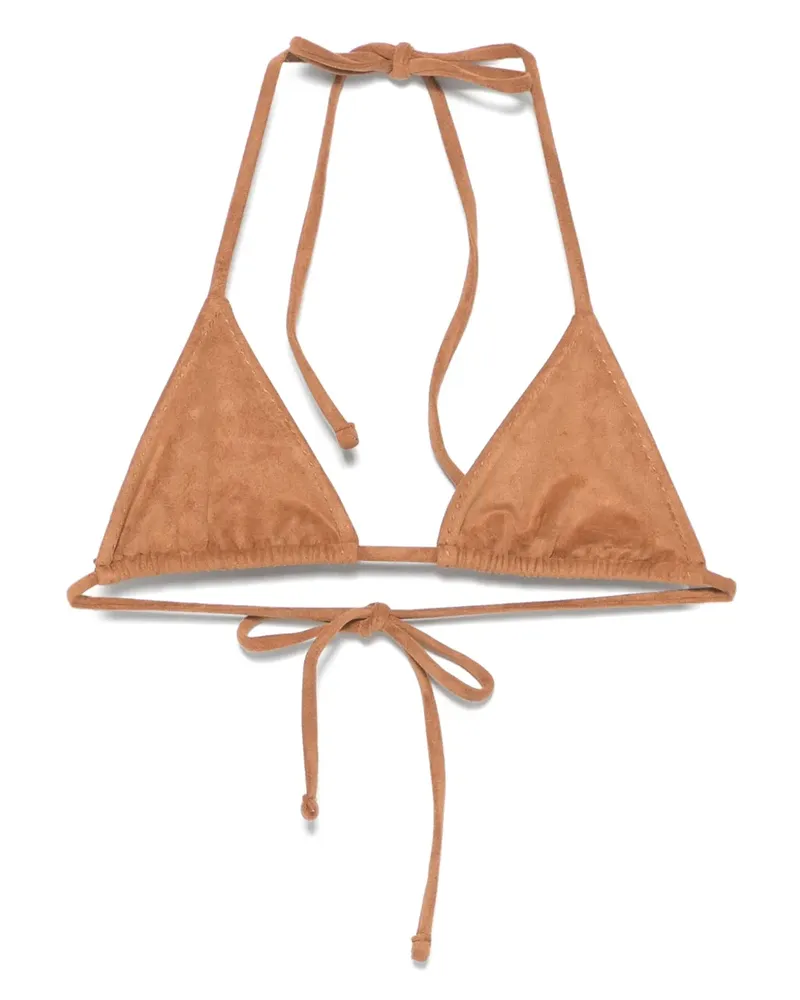 Frankies Bikinis x Bella Hadid Bikinioberteil aus Wildleder - Braun Braun
