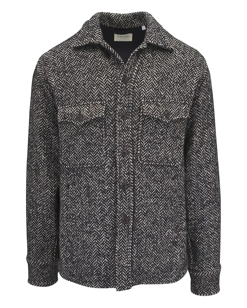 Tintoria Mattei Hemdjacke mit Fischgrätenmuster - Schwarz Schwarz