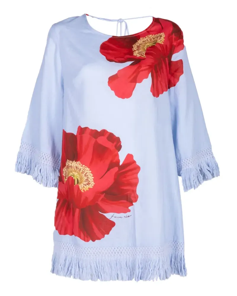 FARM Rio Rückenfreies Kleid mit Fransen - Blau Blau