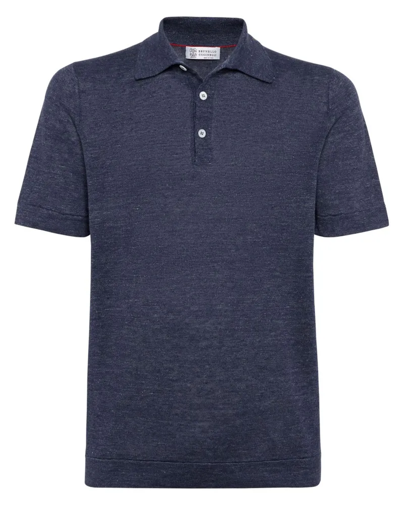 Brunello Cucinelli Poloshirt mit geripptem Kragen - Blau Blau