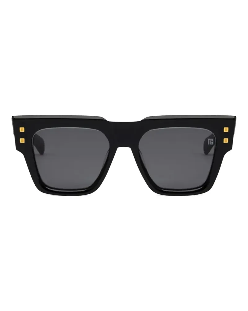 Balmain Eckige B Army Sonnenbrille - Schwarz Schwarz