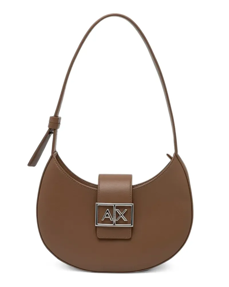 Armani Exchange logo-plaque crescent shoulder bag - Braun Braun
