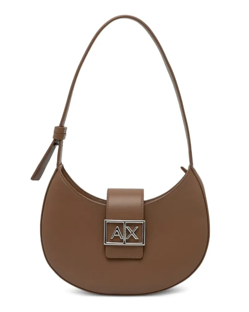Armani Exchange Crescent Schultertasche mit Logo-Schild - Braun Braun