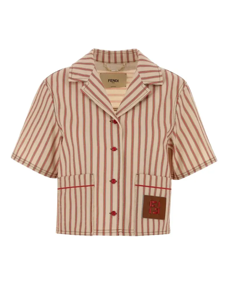 Fendi striped embroidered denim shirt - Nude Nude