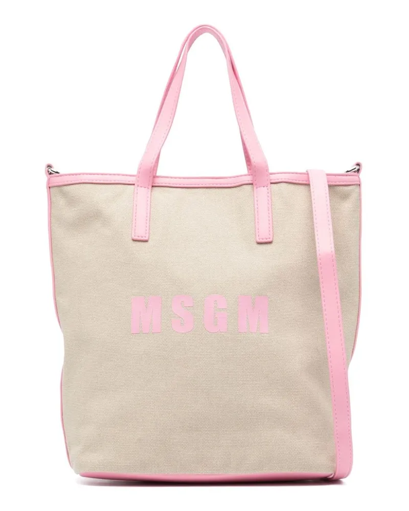 MSGM Kleiner Shopper mit Logo-Print Nude