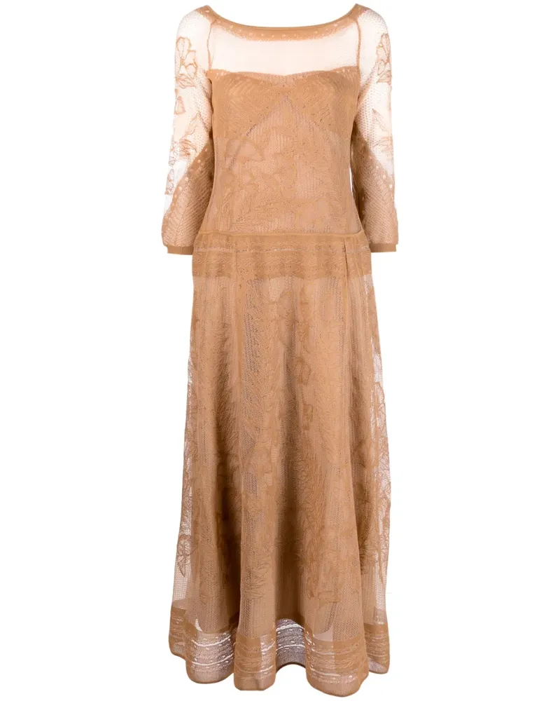 Alberta Ferretti Kleid mit Netzdetail - Braun Braun