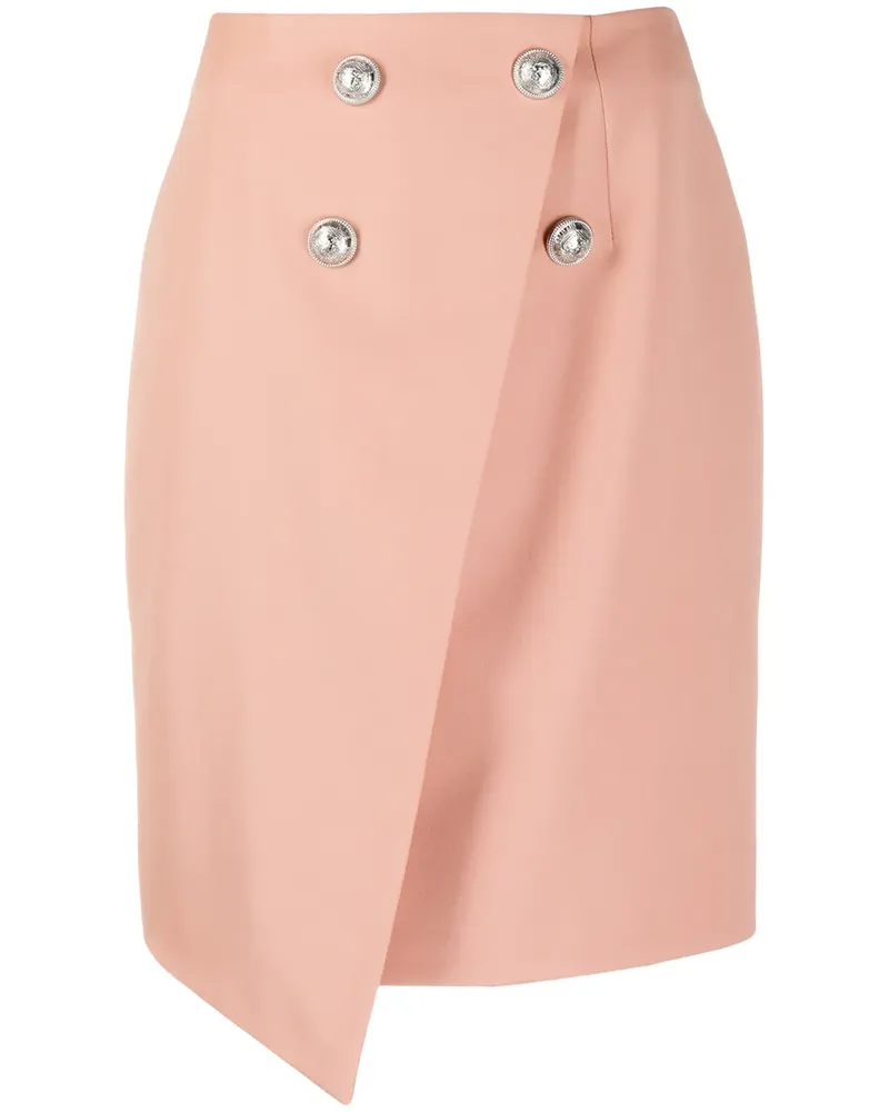 Balmain Asymmetrischer Rock mit Nieten - Nude Nude