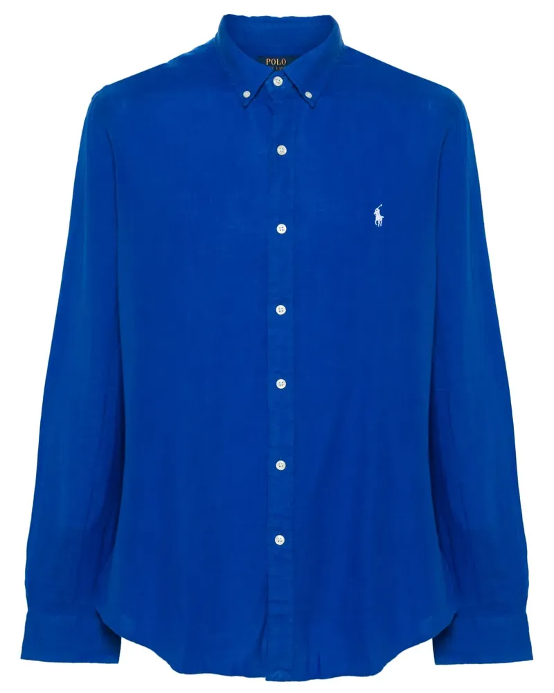 Ralph Lauren Leinenhemd mit Polo Pony - Blau Blau