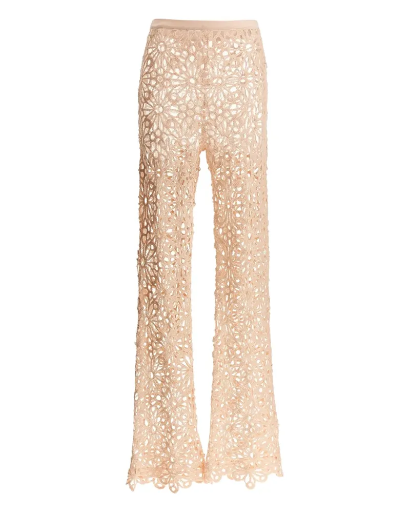 Norma Kamali Gehäkelte Hose mit Blumen - Nude Nude