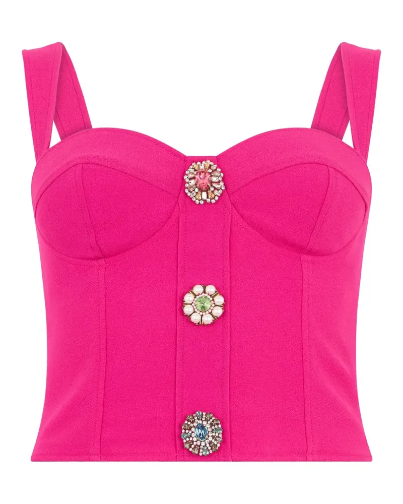 Moschino crystal-embellished sweetheart-neck top - Rosa Rosa