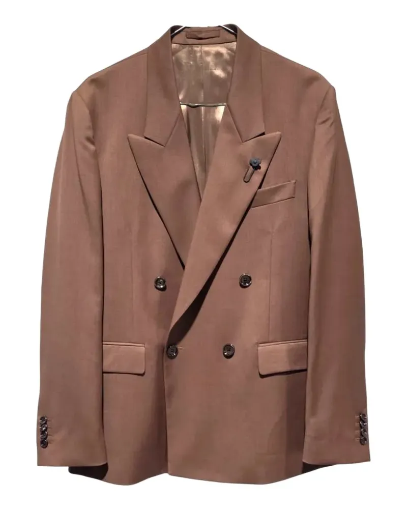 LARDINI double-breasted peak-lapel blazer - Braun Braun