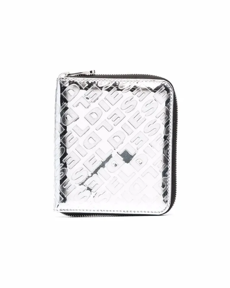Diesel Metallic-Portemonnaie mit Logo - Silber Silber