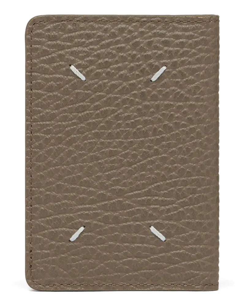 Maison Margiela Four Stitches grained leather card holder - Braun Braun