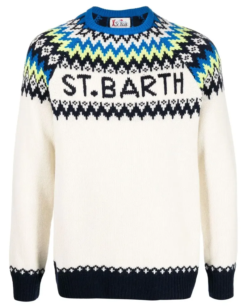 MC2 Saint Barth Strickpullover mit Intarsien-Logo - Weiß Weiß