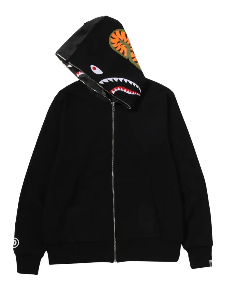 BAPE Wendbarer Camo Shark Hoodie - Schwarz Schwarz