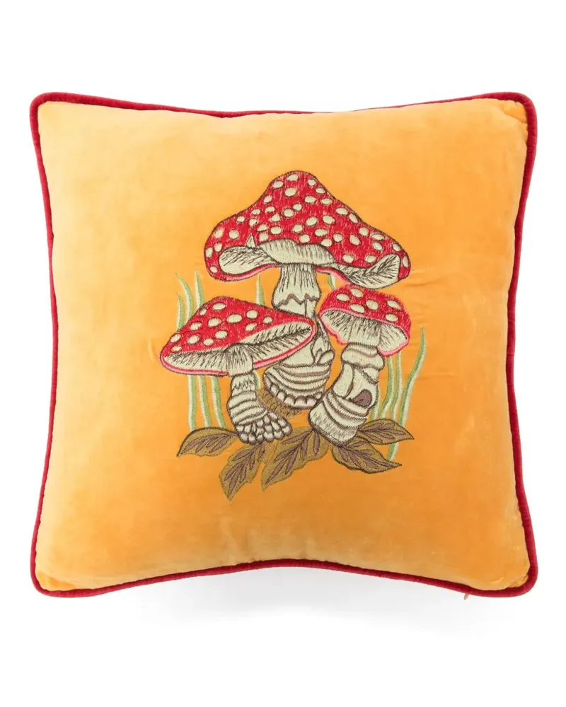 Les-Ottomans Besticktes Kissen aus Samt (50cm x 50cm) - Gelb Gelb