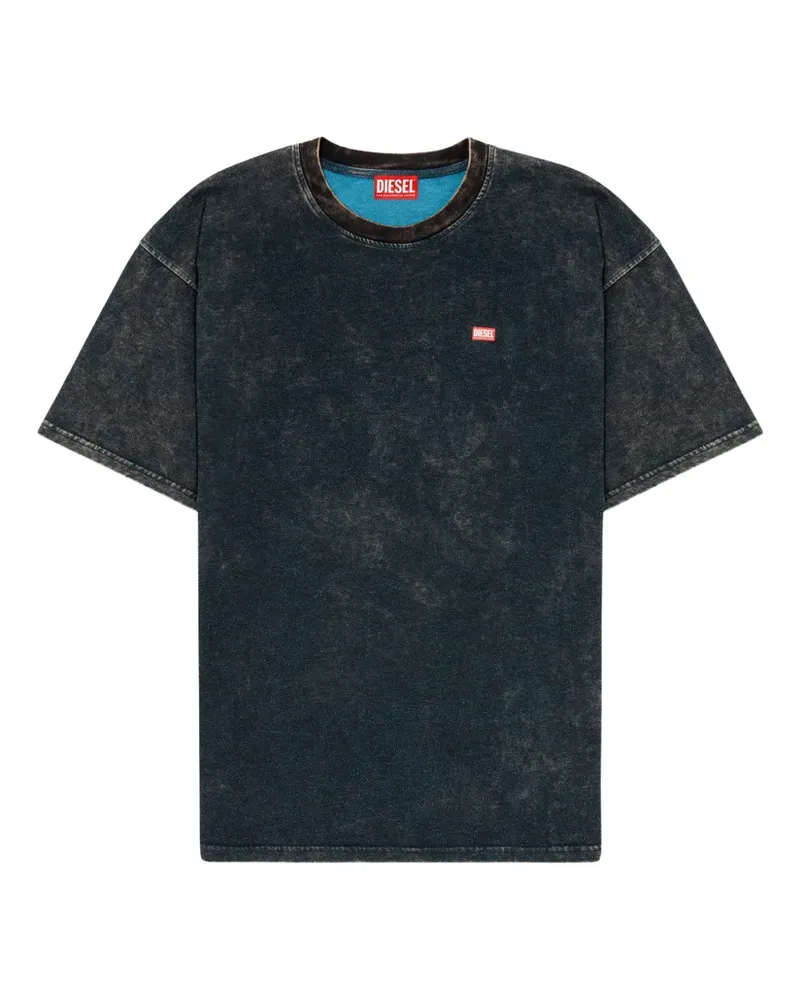 Diesel T-Shirt mit Acid-Wash-Effekt - Schwarz Schwarz