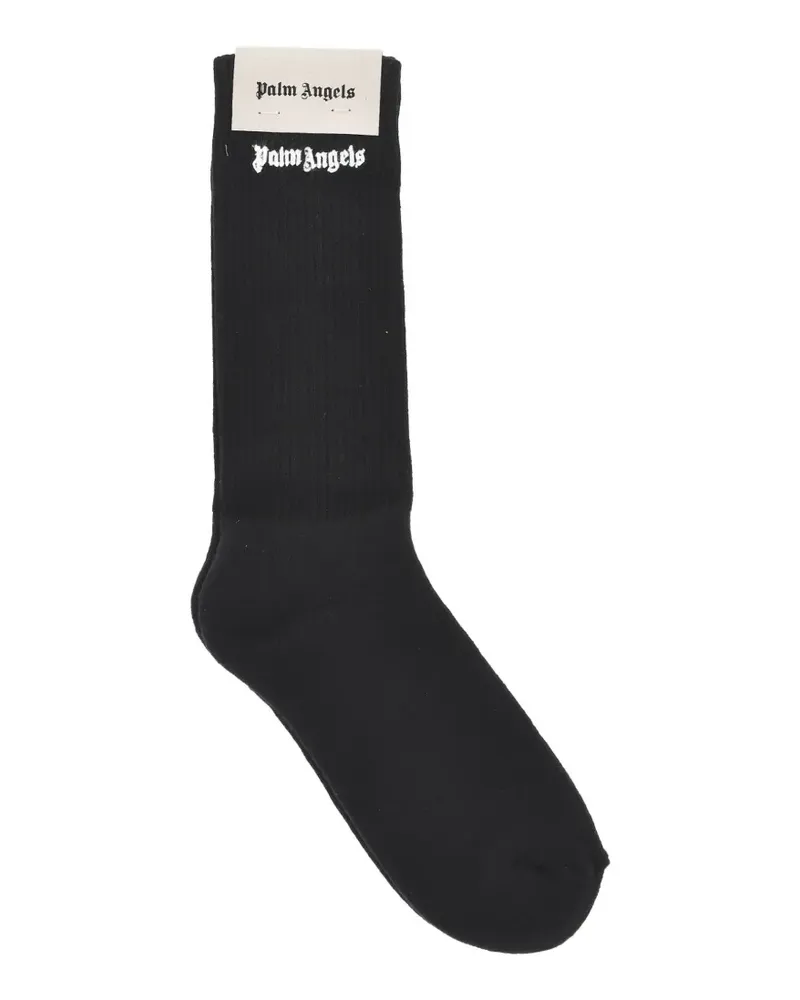 Palm Angels logo-embroidered ribbed-knit socks - Schwarz Schwarz