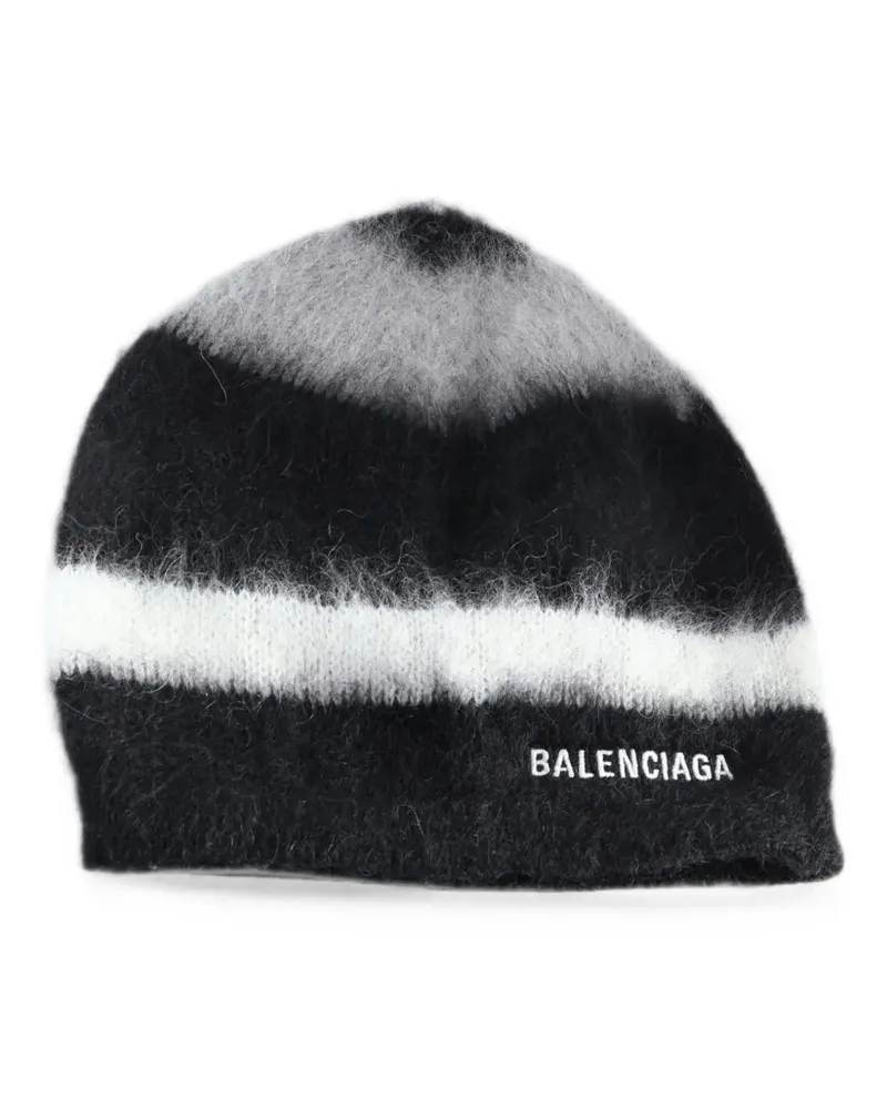 Balenciaga Gestreifte Beanie in Schwarz/Weiß/Grau Schwarz