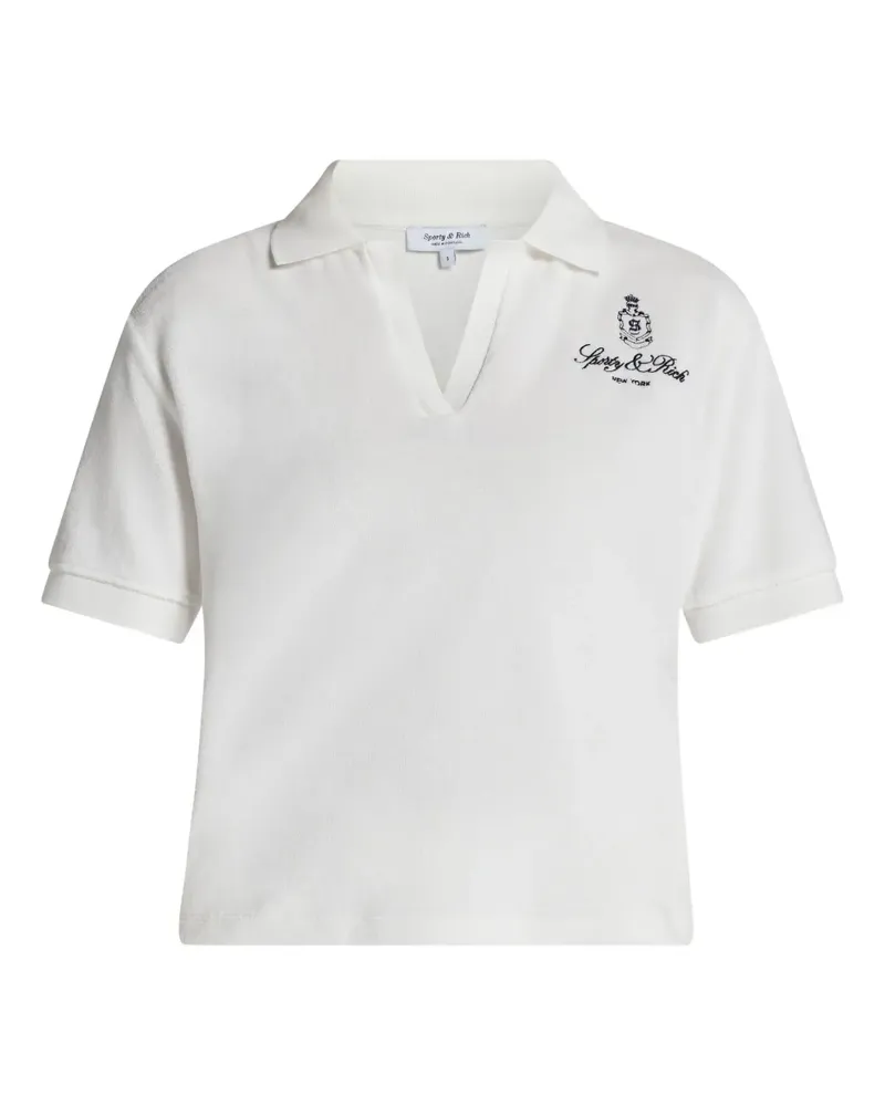 SPORTY & RICH Poloshirt mit Logo-Stickerei - Weiß Weiß
