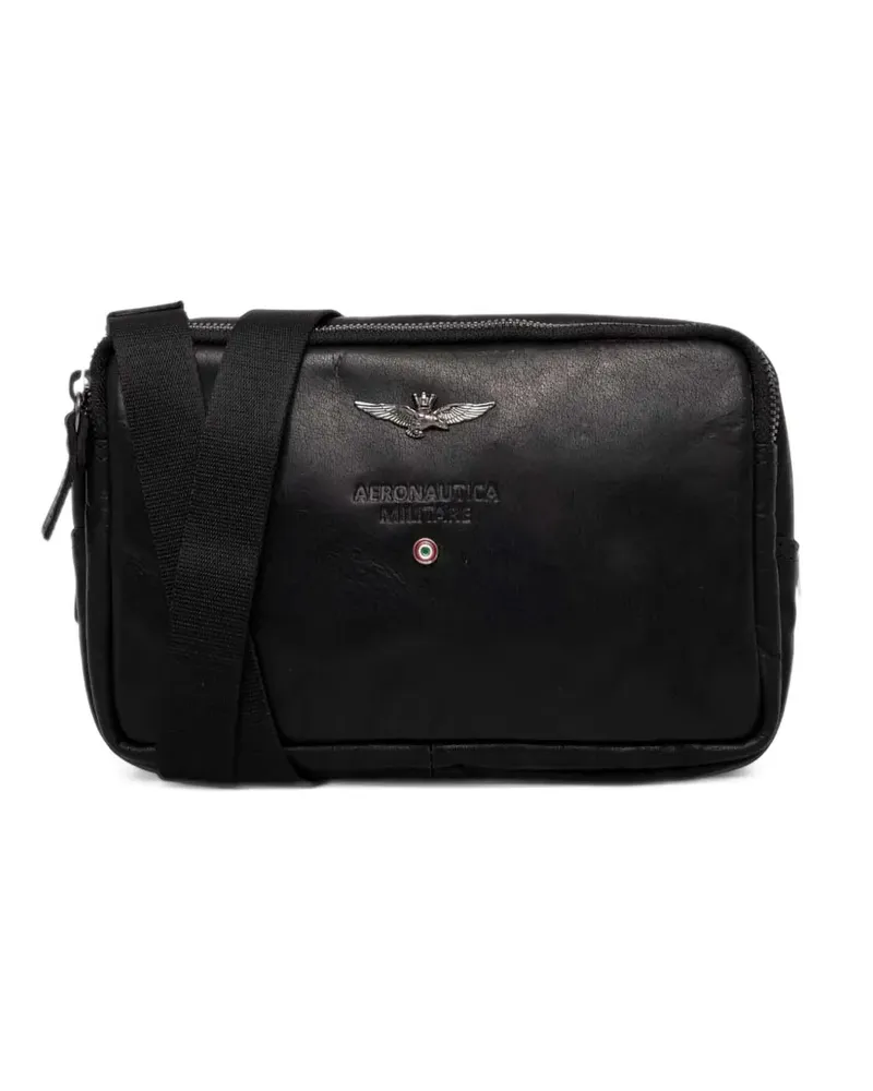 Aeronautica Militare logo-plaque leather belt bag - Schwarz Schwarz