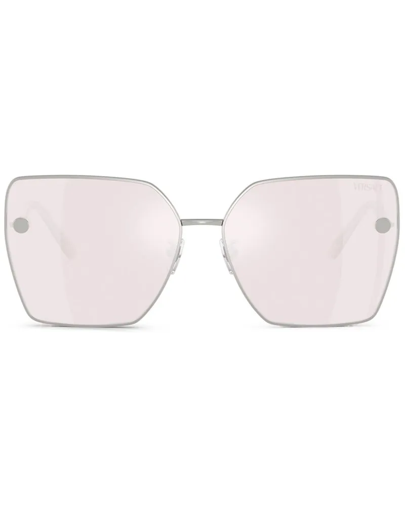 Versace Sonnenbrille mit eckigem Gestell - Silber Silber