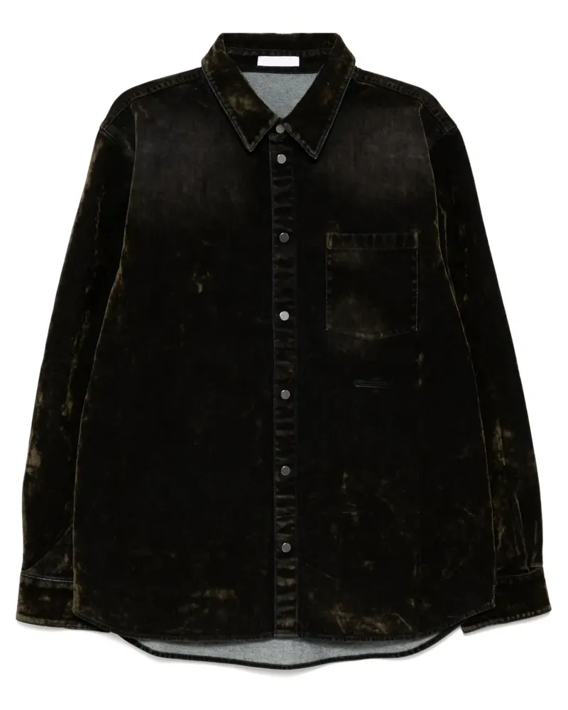 Helmut Lang Curved Classic Flocked Hemd - Grün Grün