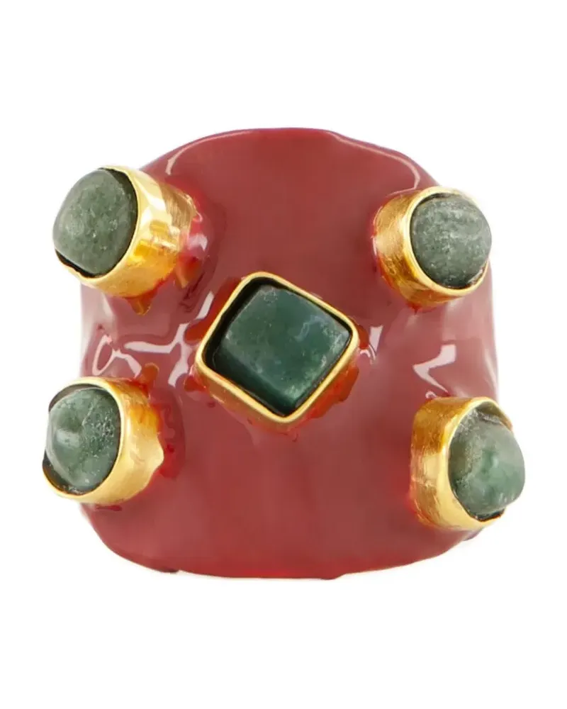 PAULA stone-embellished enamel ring - Rot Rot